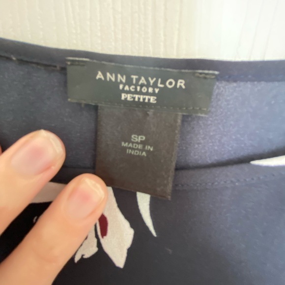 Ann Taylor Petites Navy Floral Blouse - Picture 2 of 3